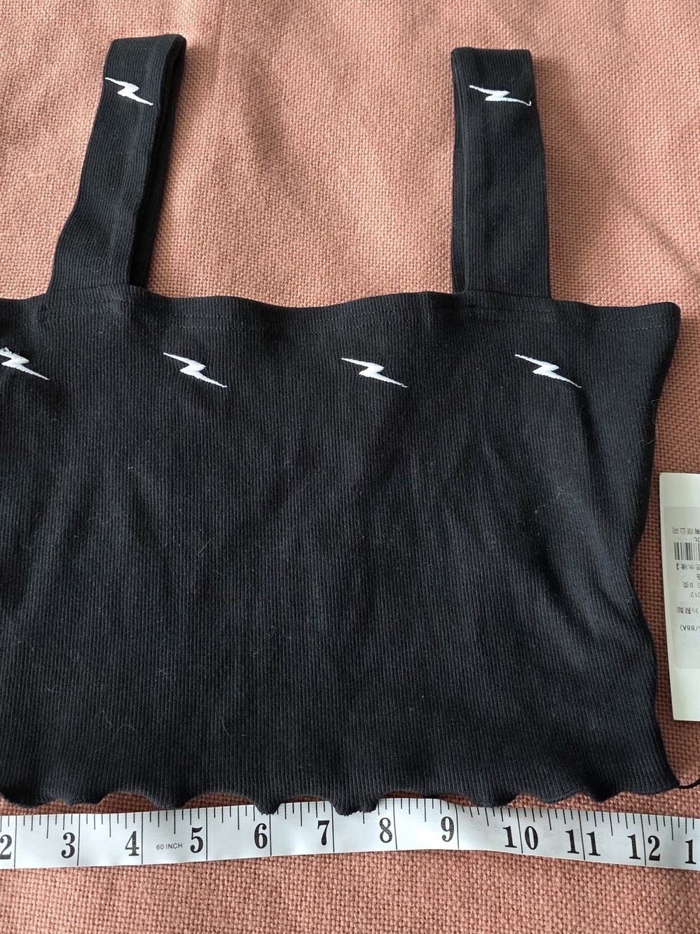 Black Ribbed Lightning Crop Tank Top - Picture 5 of 11